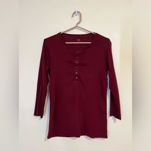 Maroon Henley top size medium